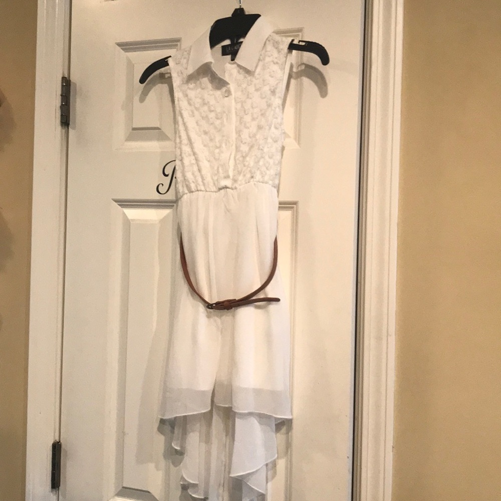 Girl lace top hi lo dress